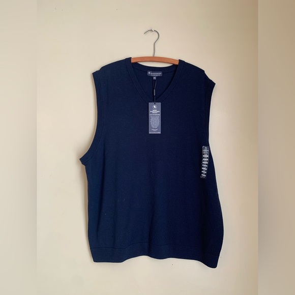 Hart Schaffner Marx Men's 100% Merino Wool V-Neck Sweater Vest - Blue 2XLB - Picture 1 of 5